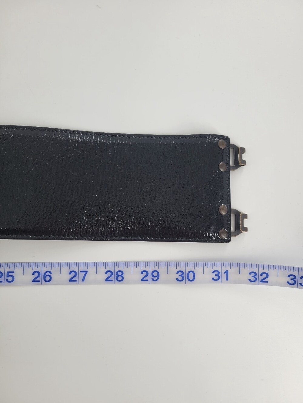Yves Saint Laurent Black Embossed Leather Logo Panel Belt Size L - Picture 5 of 5